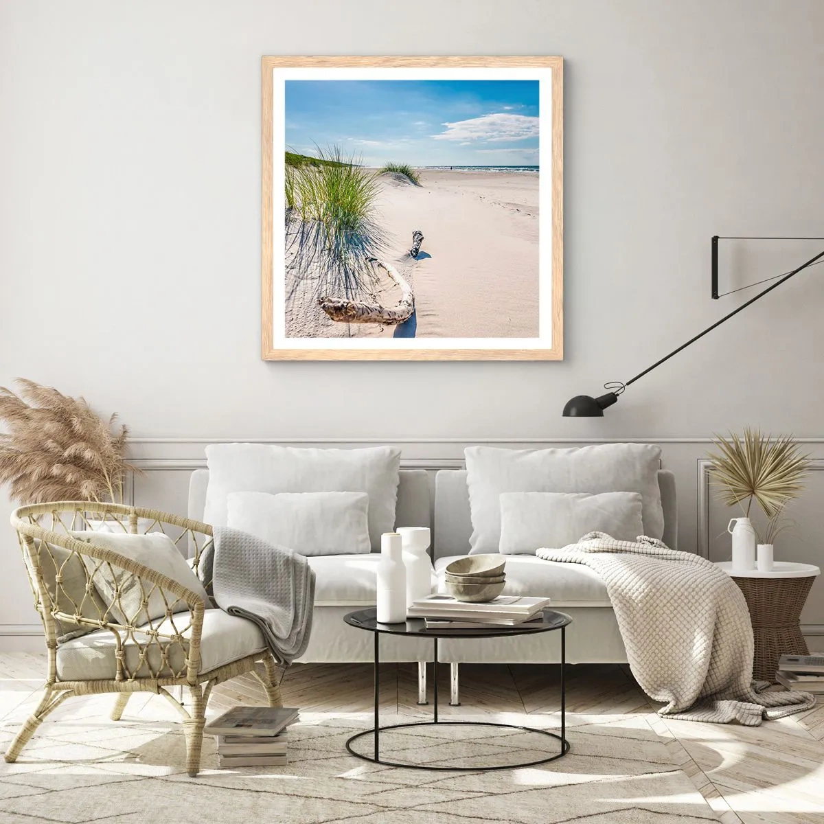 Poster in einem Rahmen aus heller Eiche - Der schönste Strand? Ostsee-Strand - 40x40 cm