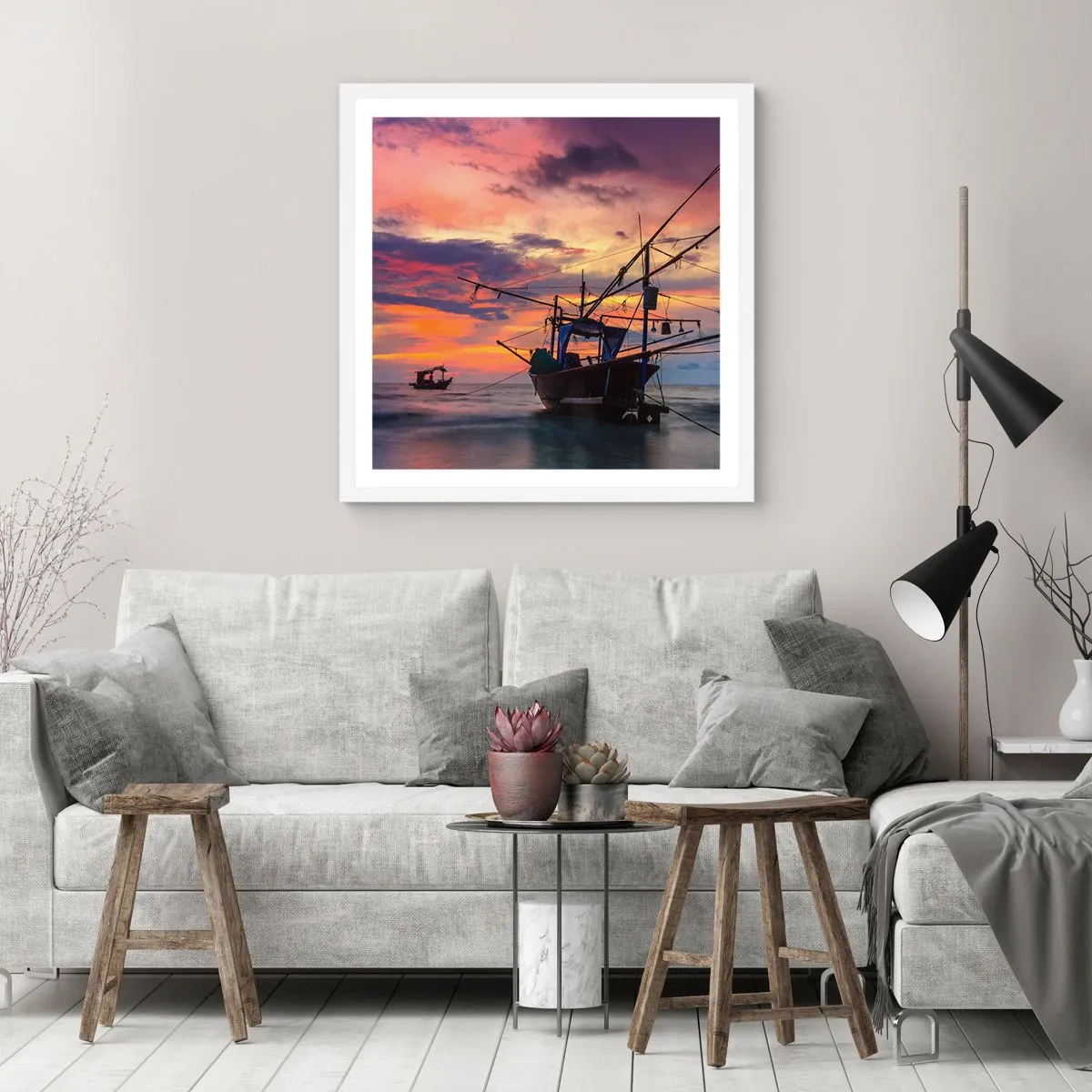 Poster in einem weißen Rahmen - Exotischer Abend - 50x50 cm