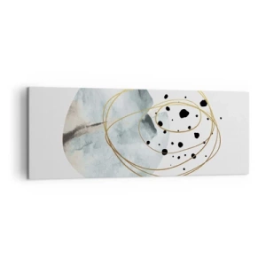 Bild auf Leinwand - Leinwandbild - Minimalistische Abstraktion mit geometrischem Muster und goldenen Linien - 140x50cm - Vom Weltraum umarmt - Moderne Wanddekoration für Wohnzimmer und Schlafzimmer ARTTOR