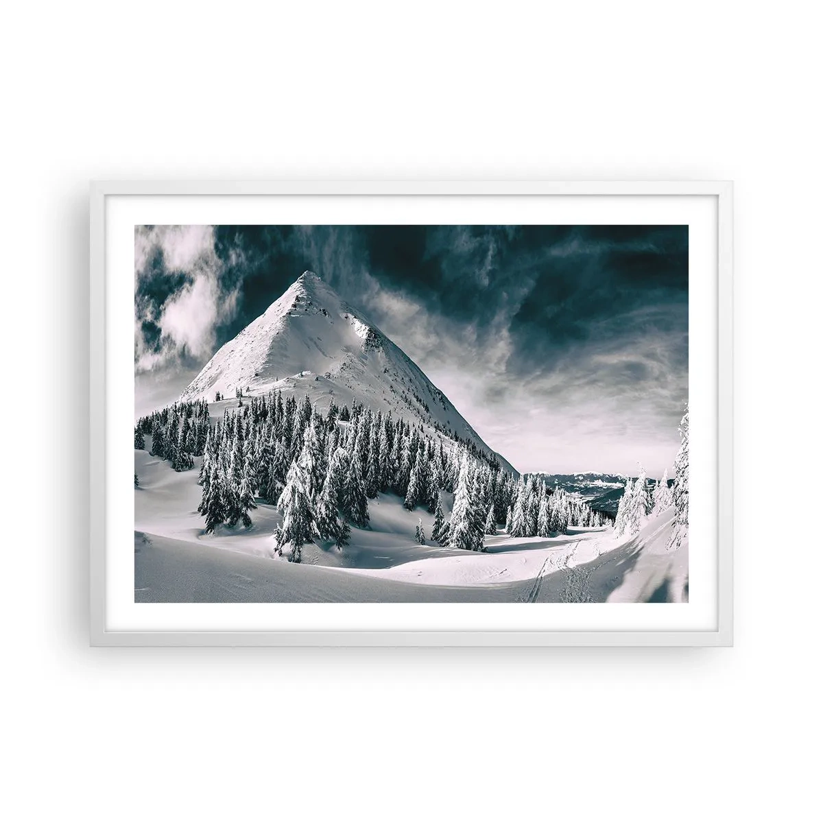 Poster in einem weißen Rahmen - Das Land aus Schnee und Eis - 70x50 cm