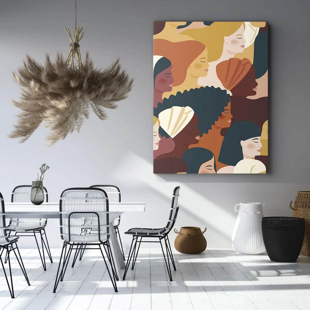 Bild auf Leinwand - Leinwandbild - Farbenfrohe Frauenprofile in verschiedenen Stilen - 50x70cm - Nur Weiblichkeit - Moderne Wanddekoration für Wohnzimmer und Schlafzimmer ARTTOR