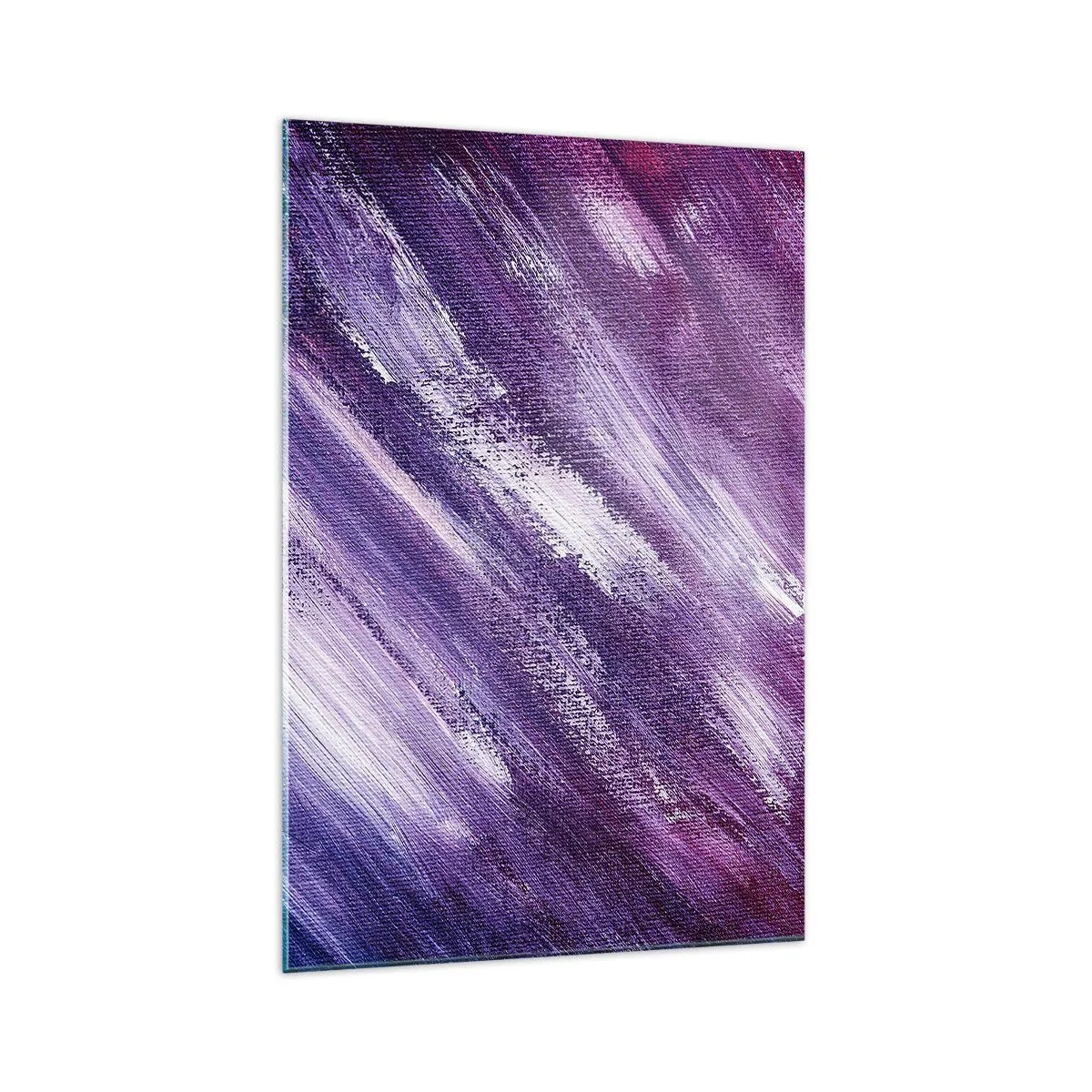 Glasbild - Bild auf glas - Abstrakte Pinselstriche in Lila- und Rosatönen - 70x100cm - Wenn der sonnige Wind weht - Moderne Wanddekoration für Wohnzimmer und Schlafzimmer ARTTOR