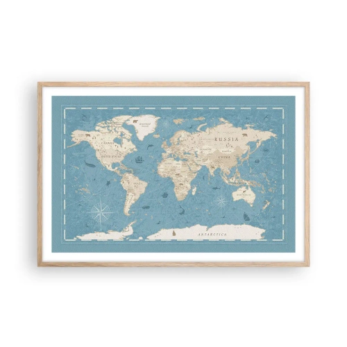 Poster in einem Rahmen aus heller Eiche - Die Welt liegt zum Greifen nah - 91x61 cm