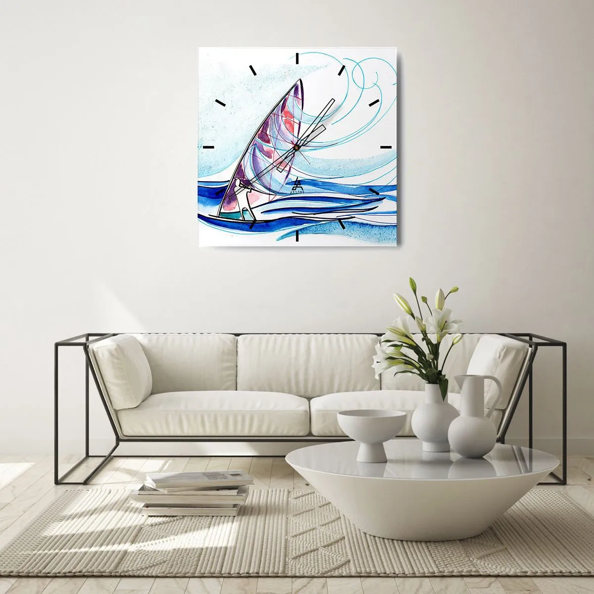 Wanduhr - Glasuhr - Mit dem Wind im Rhythmus der Wellen - 40x40 cm