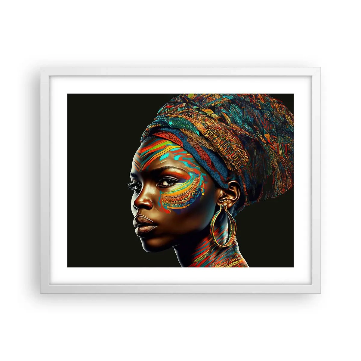 Poster in einem weißen Rahmen - Afrikanische Königin - 50x40 cm