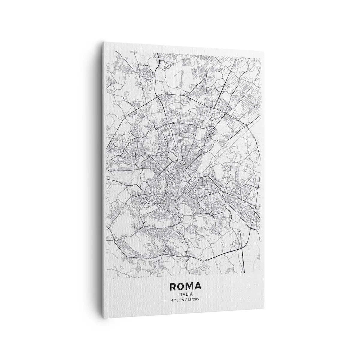 Bild auf Leinwand - Leinwandbild - Ein Stadtplan im minimalistischen Stil mit zarten Linien - 80x120cm - Römischer Kreis - Moderne Wanddekoration für Wohnzimmer und Schlafzimmer ARTTOR