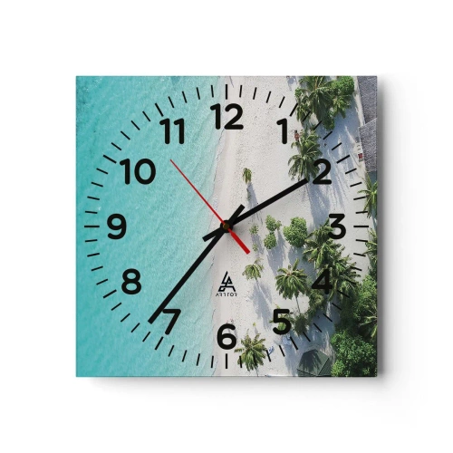 Wanduhr - Glasuhr - Urlaub im Paradies - 40x40 cm