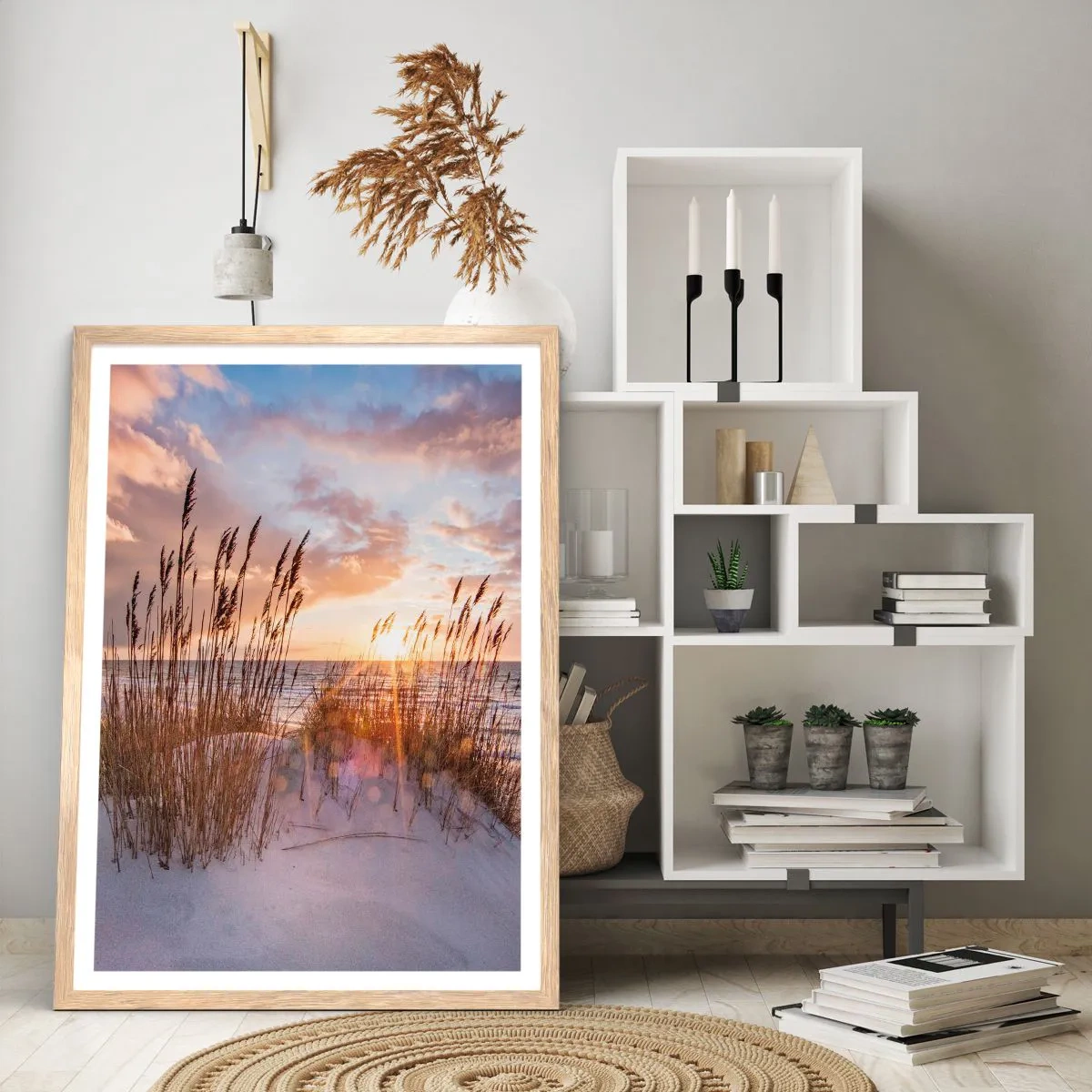 Poster in einem Rahmen aus heller Eiche - Abschied von Sonne und Wind - 50x70 cm