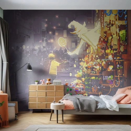 Selbstklebende Fototapete Deluxe Sticker - Magie ist da - Abstraktion, Fantasie, Für Kinder - 250x175 cm
