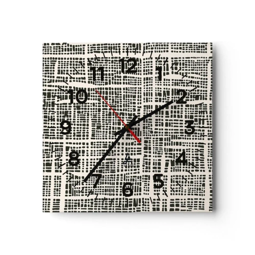 Wanduhr - Glasuhr - Gewebte Komposition - 40x40 cm