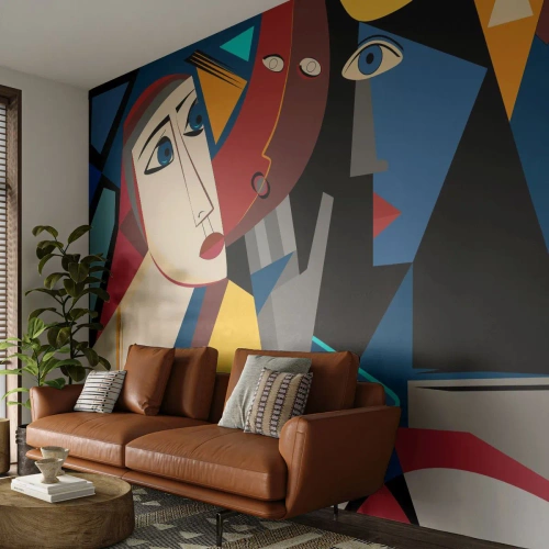 Fototapete Premium Canvas - Gespräch zwischen Kubisten - Menschen, Kubismus, Porträt - 400x280 cm