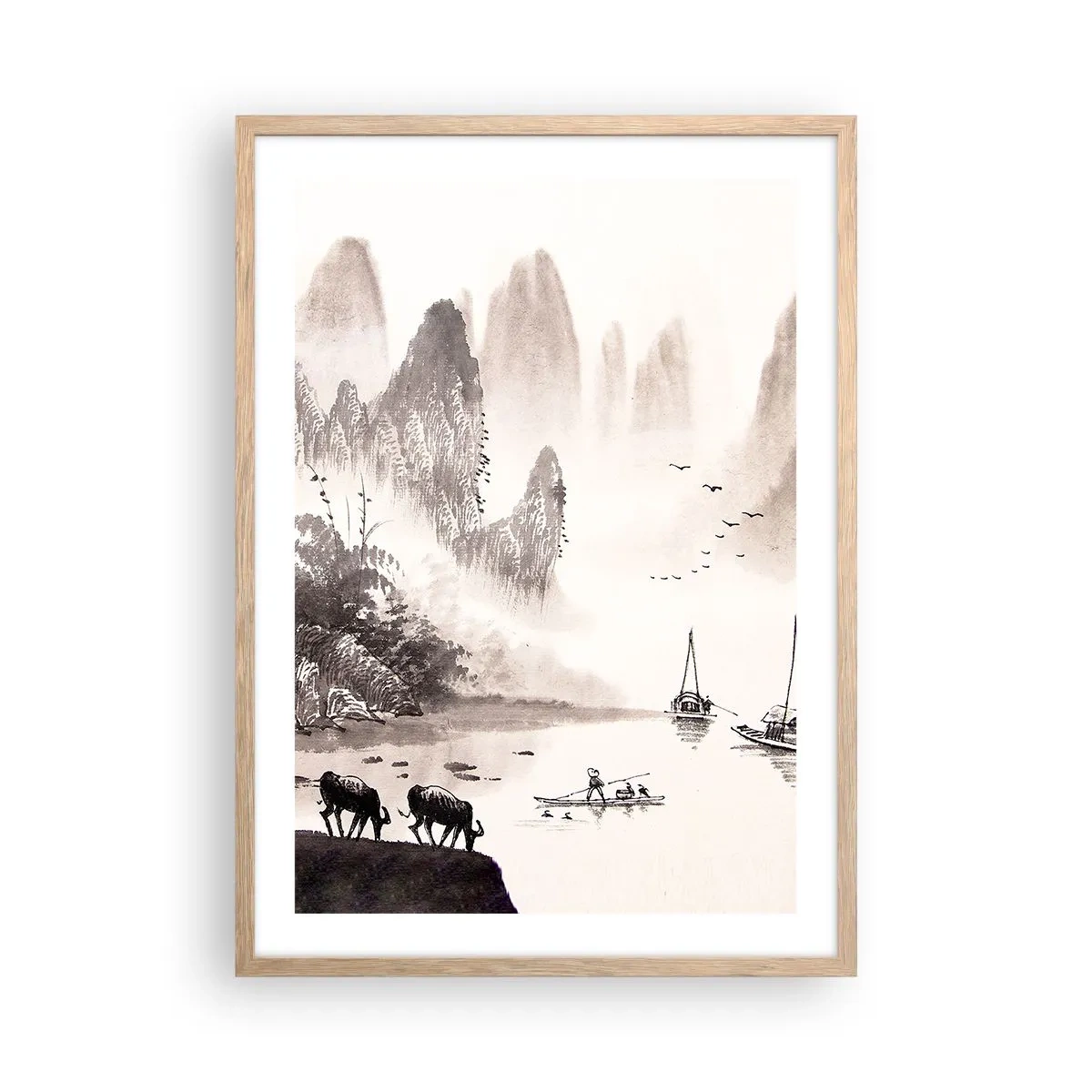 Poster in einem Rahmen aus heller Eiche - Der exotische Alltag des Ostens - 50x70 cm