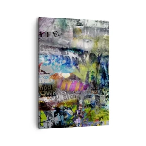 Bild auf Leinwand - Leinwandbild - Abstrakte Collage mit Text und verschiedenen Farben - 50x70cm - Collage aus Erinnerungen - Moderne Wanddekoration für Wohnzimmer und Schlafzimmer ARTTOR