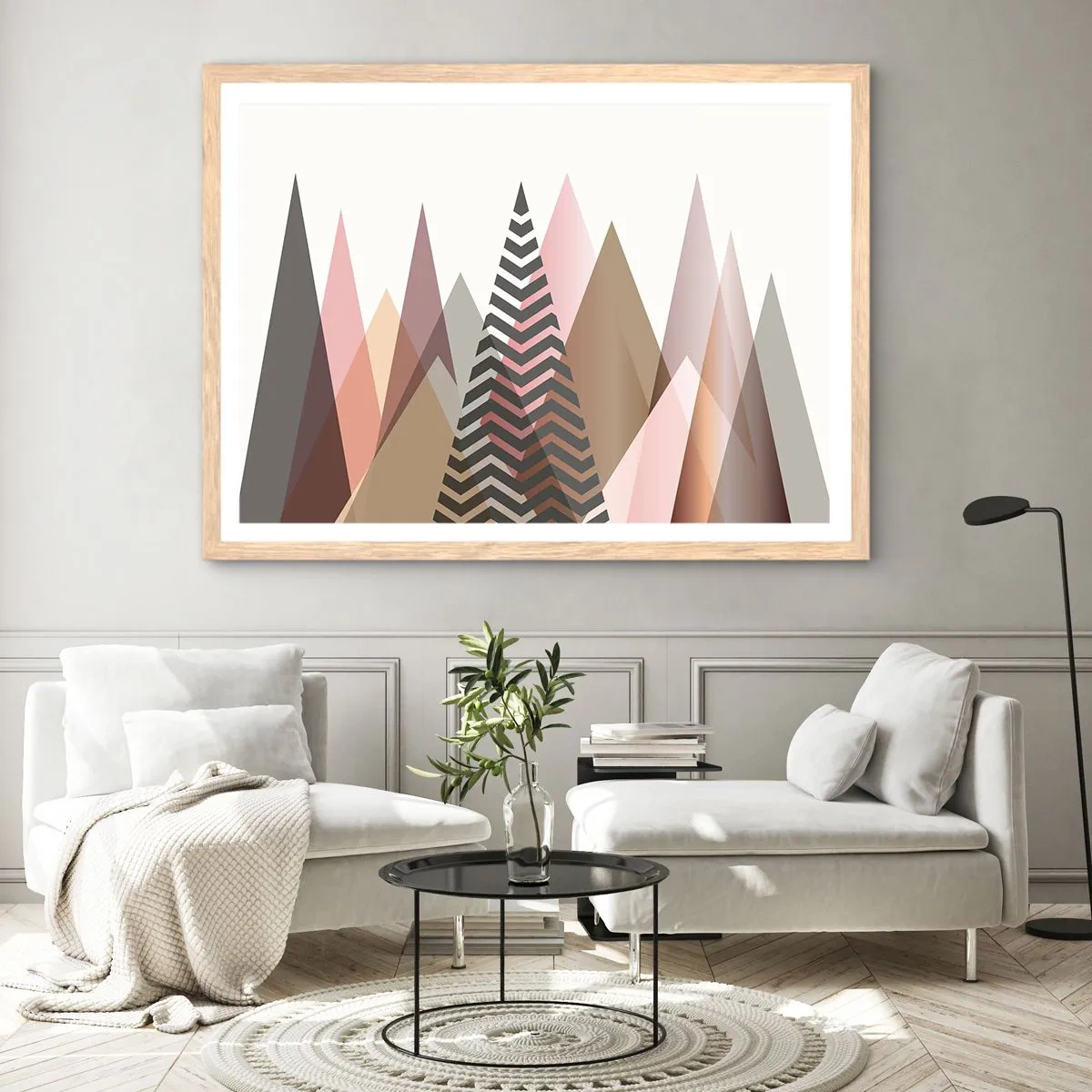 Poster in einem Rahmen aus heller Eiche - Pyramidale Aussicht - 50x40 cm