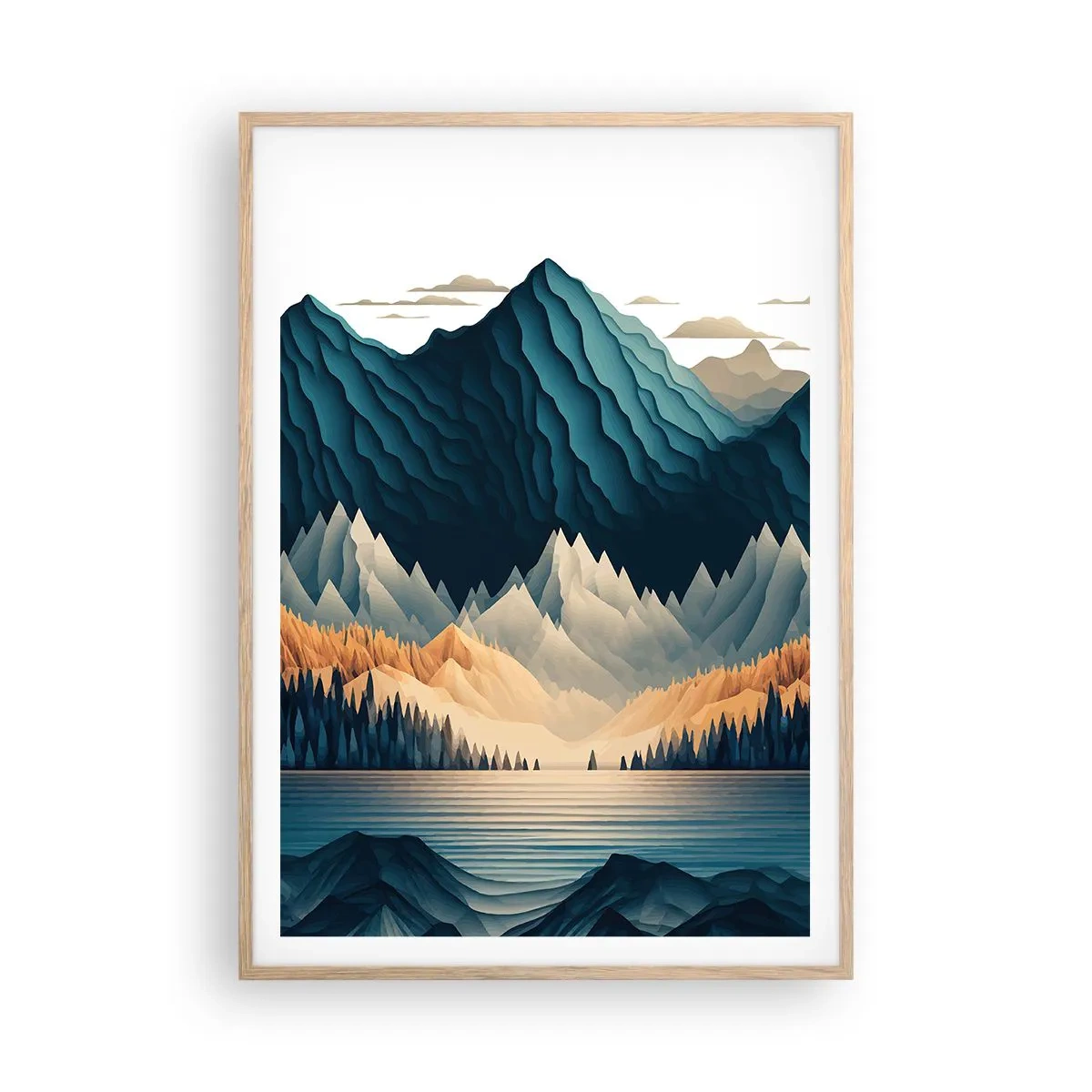 Poster in einem Rahmen aus heller Eiche - Perfekte Berglandschaft - 70x100 cm