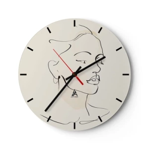 Wanduhr - Glasuhr - Minimalistische Linienzeichnung einer Frau auf weißem Hintergrund - 30x30cm - Eine bestimmte Linie - Moderne Wanddekoration für Wohnzimmer, Küche und Schlafzimmer ARTTOR