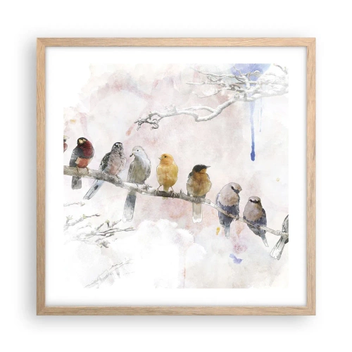 Poster in einem Rahmen aus heller Eiche - Geflügeltes Treffen - 50x50 cm