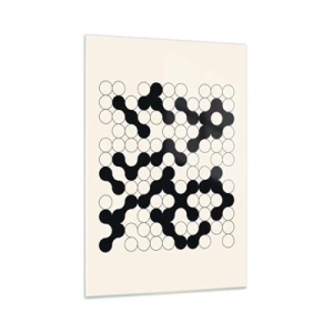 Glasbild - Bild auf glas - Schwarz-weiße Muster mit Kreisen auf hellem Hintergrund - 70x100cm - Chinesisches Spiel – Variation - Moderne Wanddekoration für Wohnzimmer und Schlafzimmer ARTTOR