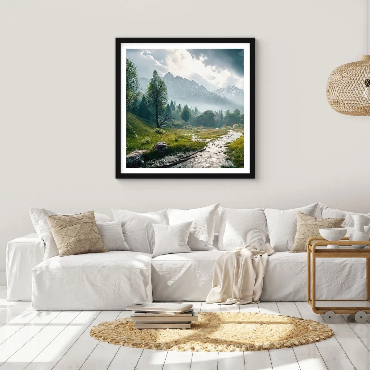 Poster in einem schwarzem Rahmen - Hin und zurück - 50x50 cm