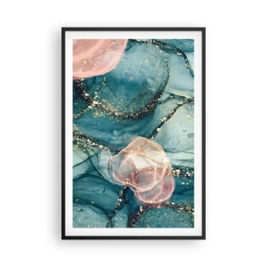 Poster in einem schwarzem Rahmen - Seidenblau, Tüllrosa - 61x91 cm