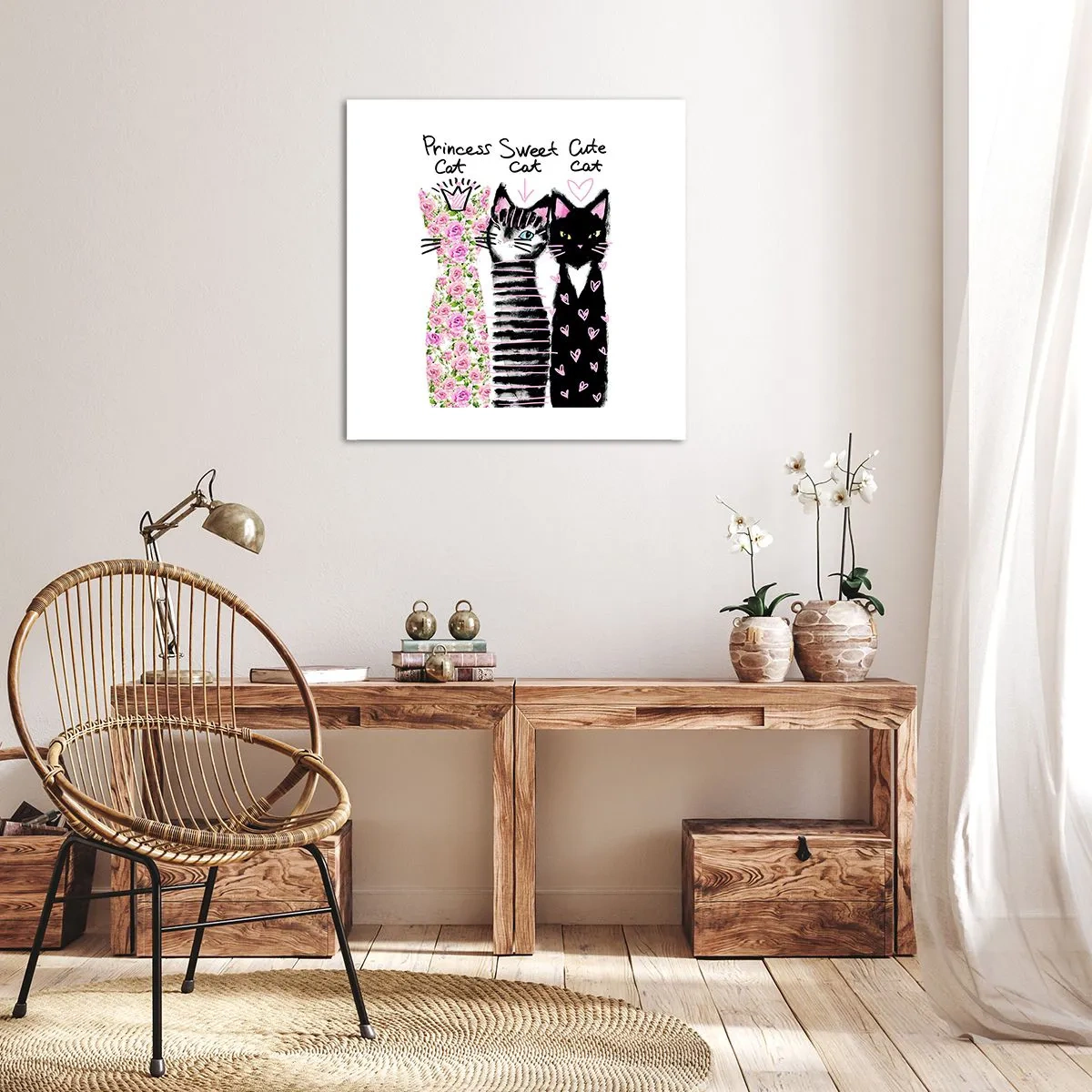 Bild auf Leinwand - Leinwandbild - Es waren drei Katzen - 70x70 cm