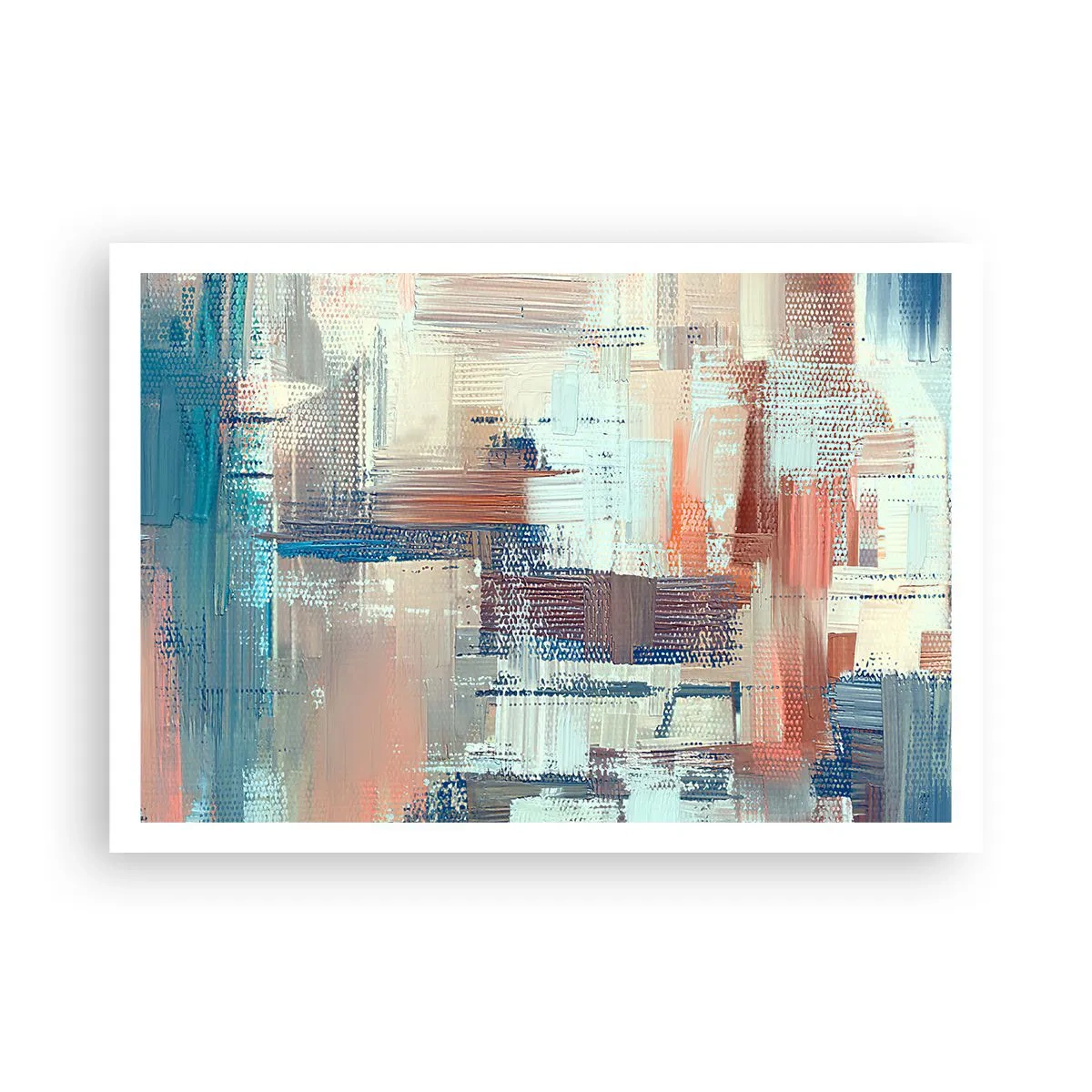 Poster - Abstrakte Komposition in Blau- und Beigetönen - 100x70cm - Zum Licht kommen - Moderne Wanddekoration für Wohnzimmer und Schlafzimmer ARTTOR