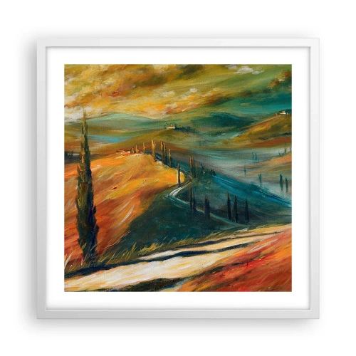 Poster in einem weißen Rahmen - Toskanische Landschaft - 50x50 cm