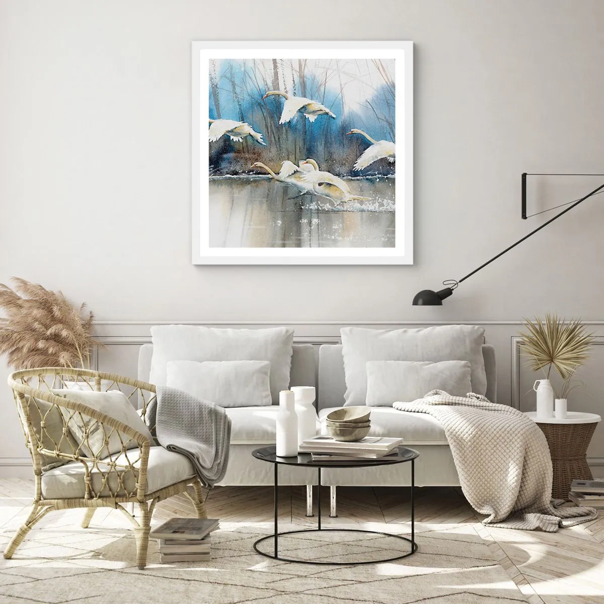 Poster in einem weißen Rahmen - Wie im Märchen von den wilden Schwänen - 30x30 cm