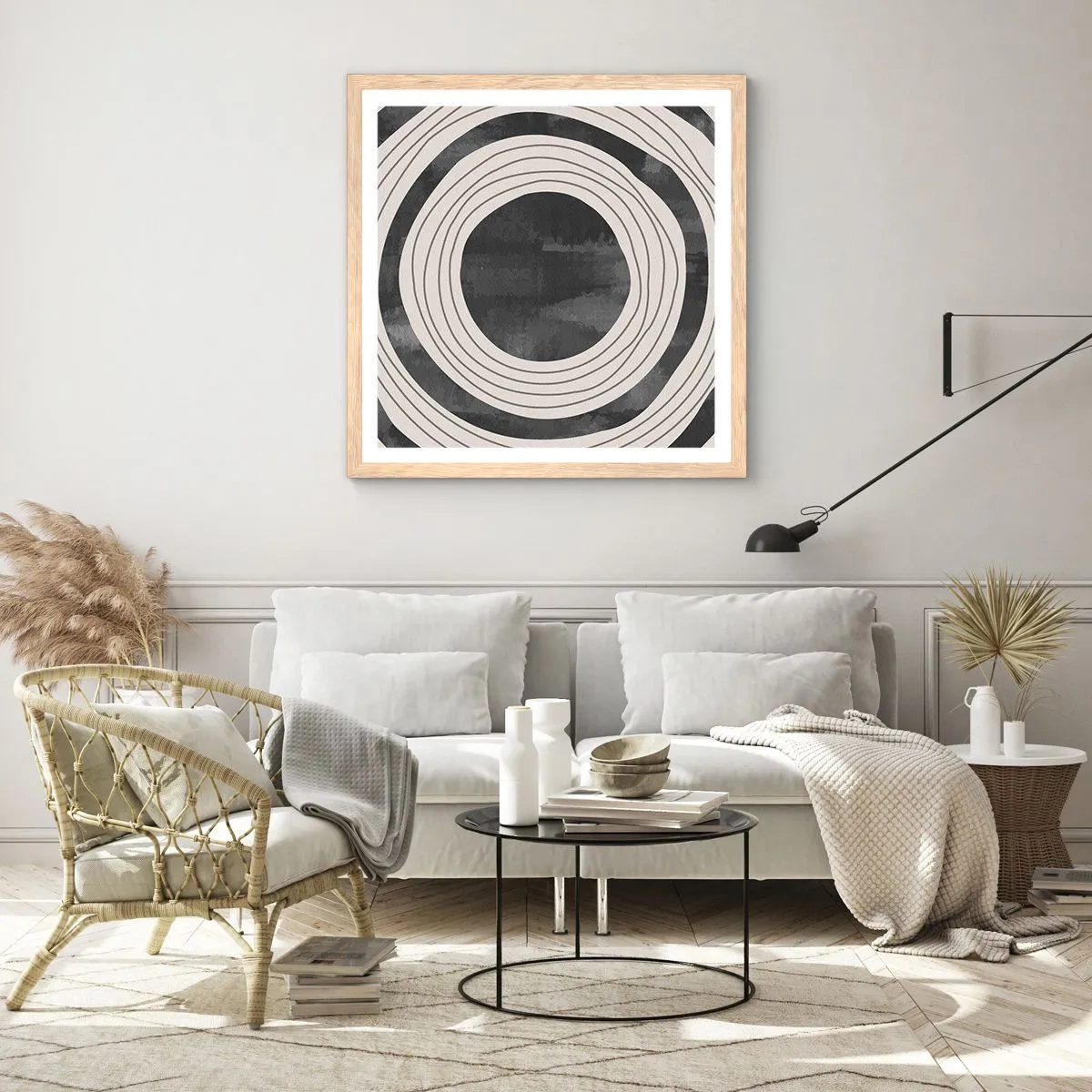 Poster in einem Rahmen aus heller Eiche - Auf den Punkt gebracht - 60x60 cm