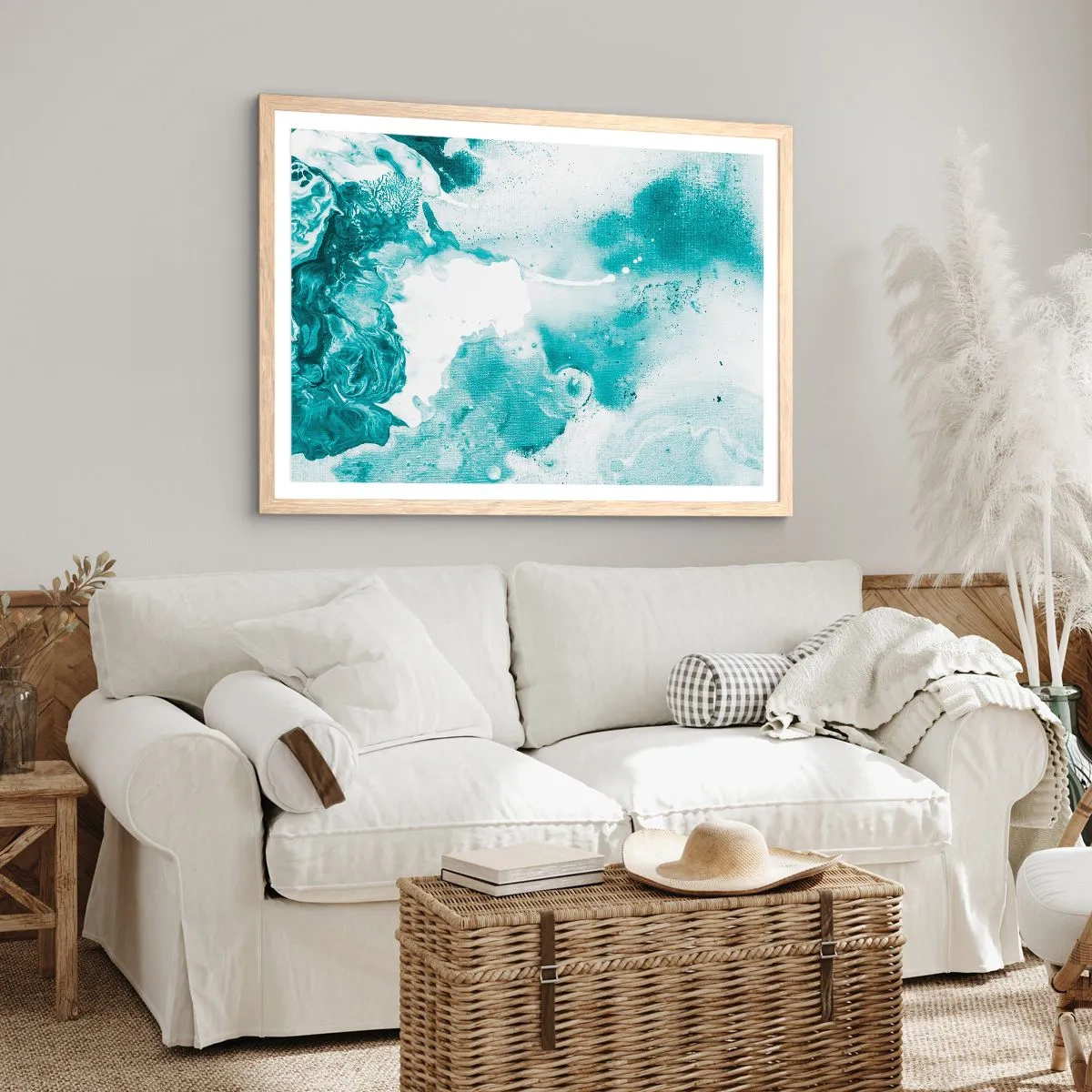 Poster in einem Rahmen aus heller Eiche - Morast von Blau - 40x30 cm