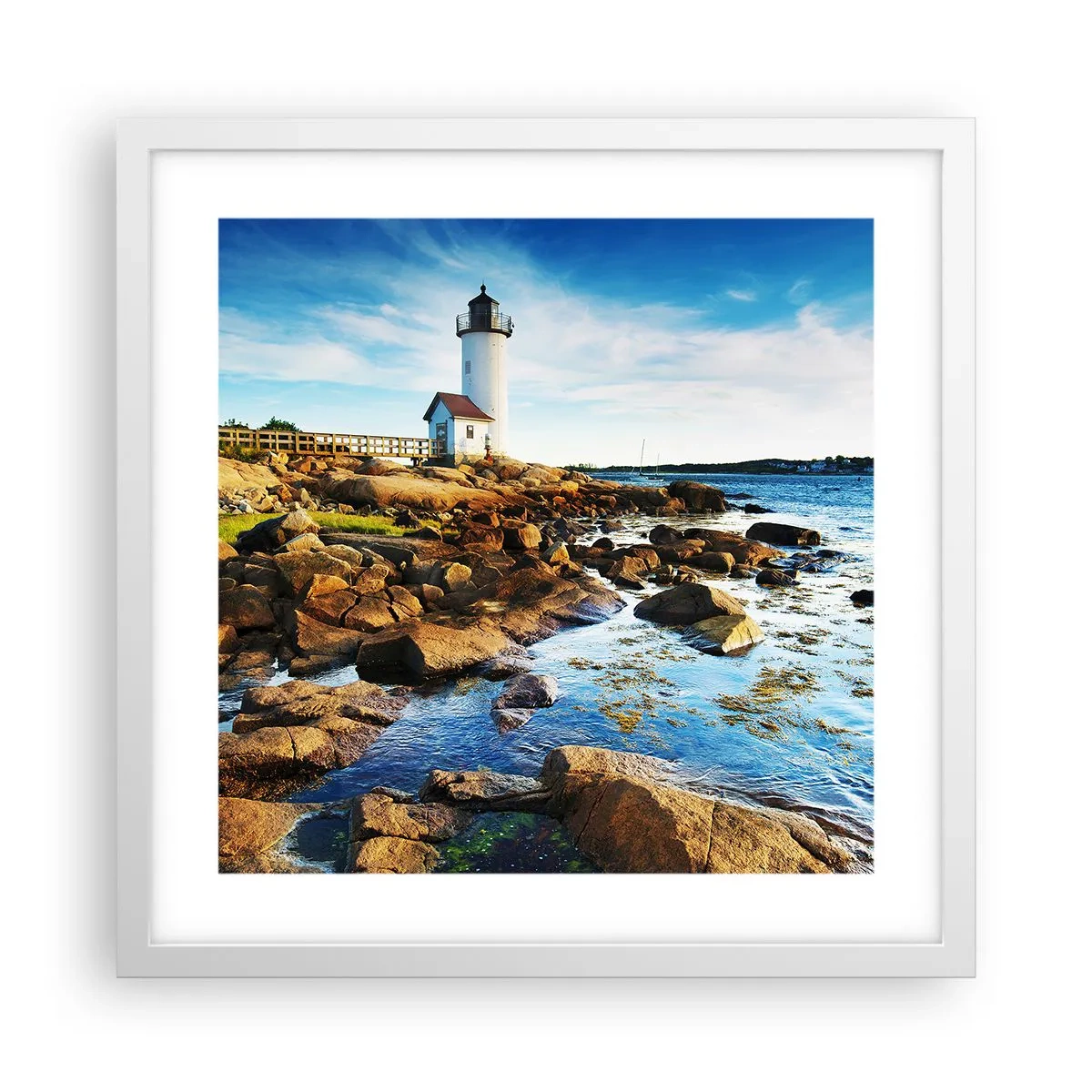 Poster in einem weißen Rahmen - Komm glücklich zurück, ich warte - 40x40 cm