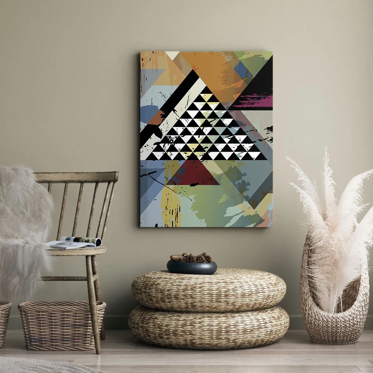 Bild auf Leinwand - Leinwandbild - Eine abstrakte Komposition aus geometrischen Formen und Farben. - 70x100cm - Wie einfach ist es - Moderne Wanddekoration für Wohnzimmer und Schlafzimmer ARTTOR