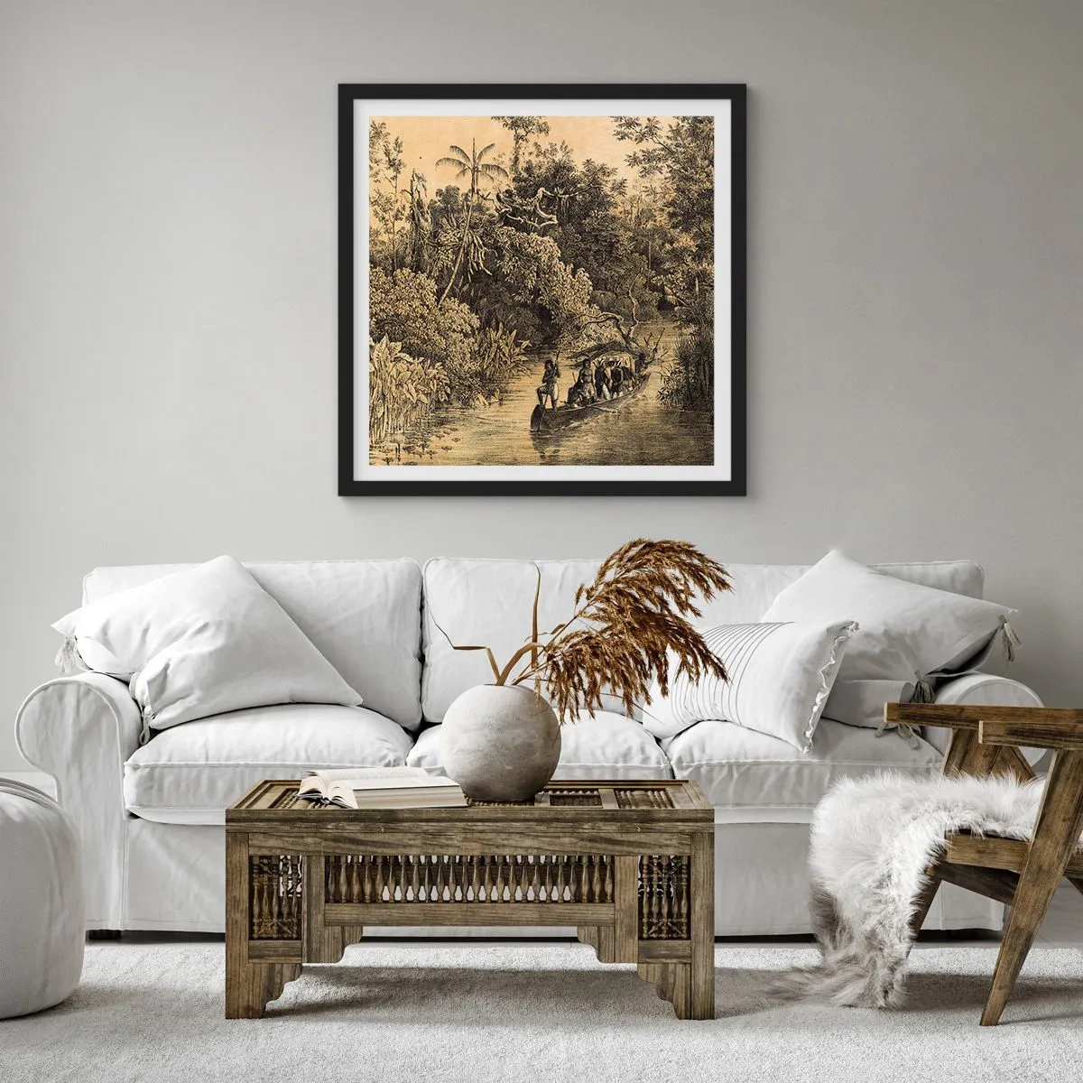 Poster in einem schwarzem Rahmen - Expedition zur Quelle - 30x30 cm