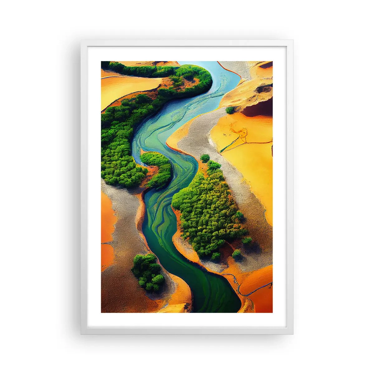 Poster in einem weißen Rahmen - Lebensspendender Fluss - 50x70 cm