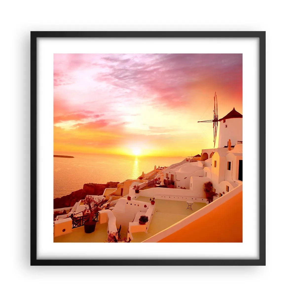 Poster in einem schwarzem Rahmen - In Weiß und Gold schmelzen - 50x50 cm