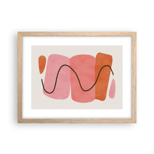 Poster in einem Rahmen aus heller Eiche - Sanfte Bewegung der Formen - 40x30 cm