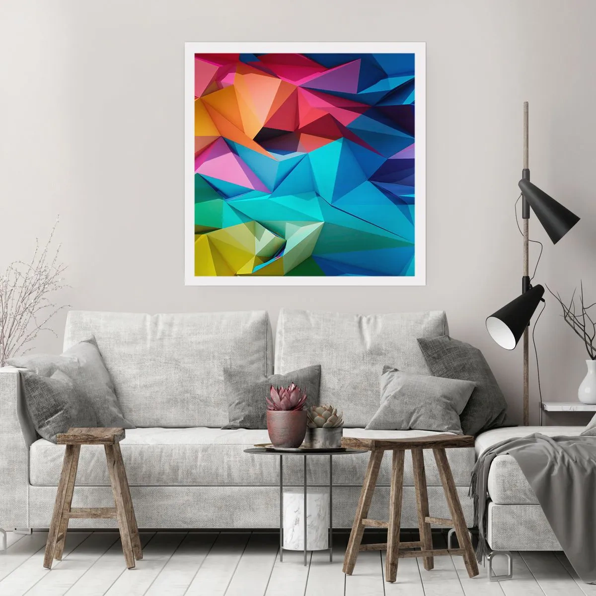 Poster - Regenbogen-Origami - 40x40 cm