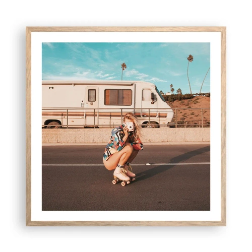 Poster in einem Rahmen aus heller Eiche - Lächel bitte! - 60x60 cm