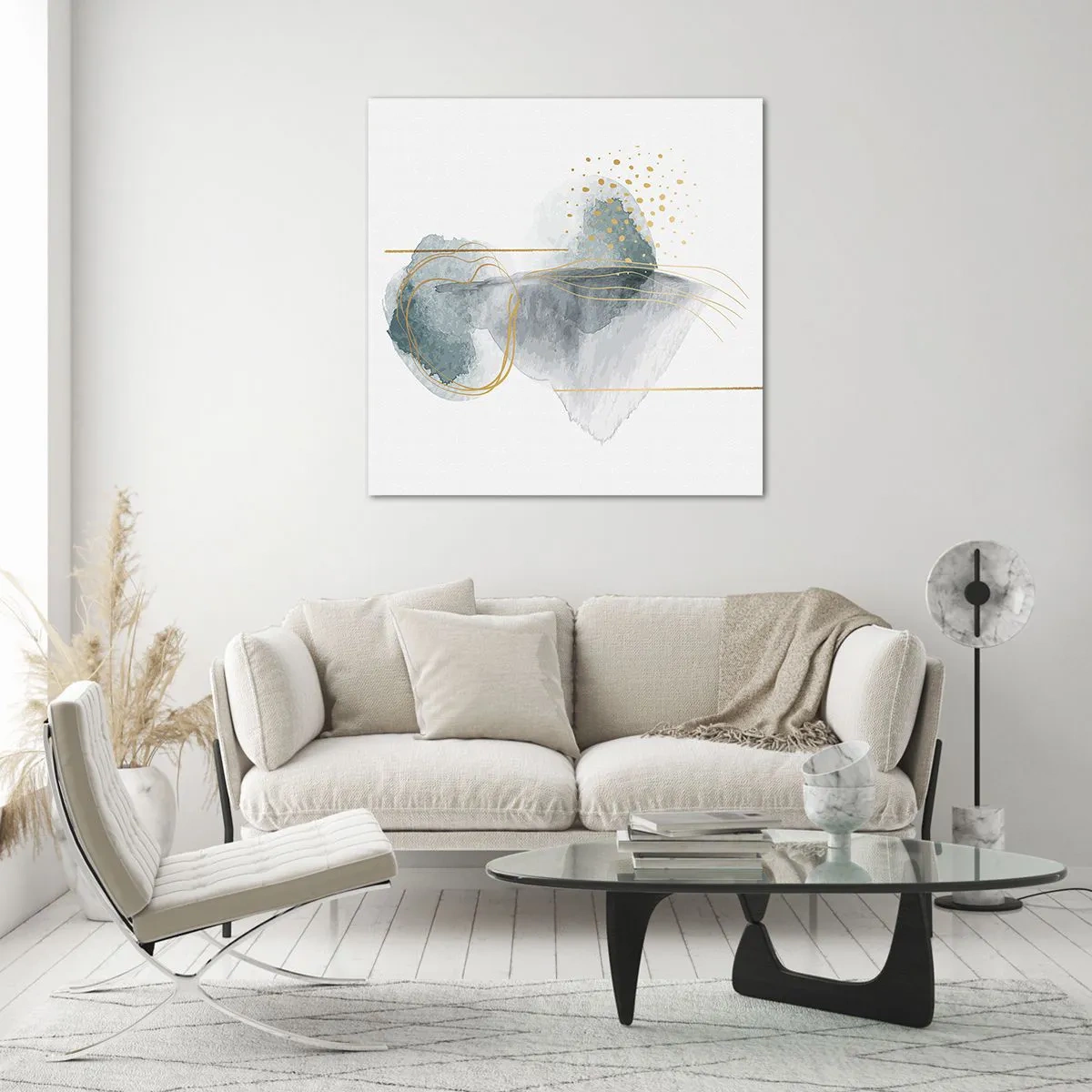Glasbild - Bild auf glas - Über das Verhältnis von Grau und Gold - 50x50 cm