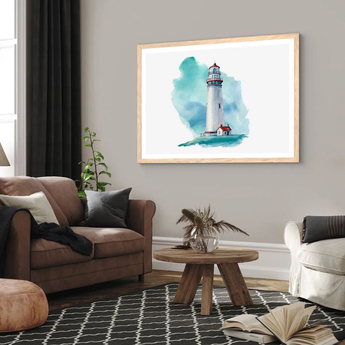 Poster in einem Rahmen aus heller Eiche - Sanfte Schwester vom Blau - 70x50 cm