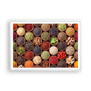 Poster in einem weißen Rahmen - Alle Aromen der Welt - 100x70 cm