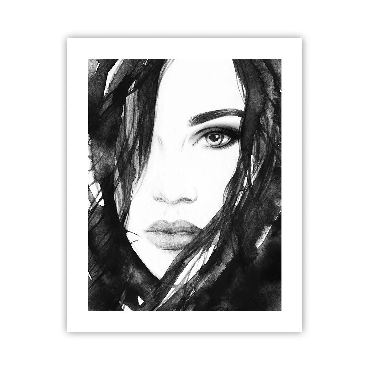 Poster - Porträt einer Dame in Schwarzweiß - 40x50 cm