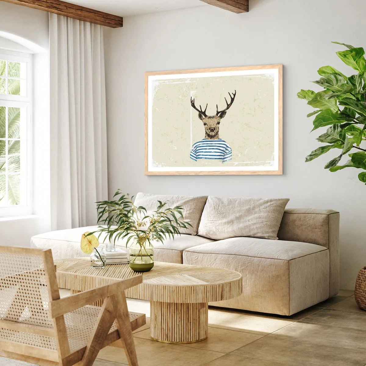 Poster in einem Rahmen aus heller Eiche - Weil ich gestreifte T-Shirts mag! - 91x61 cm