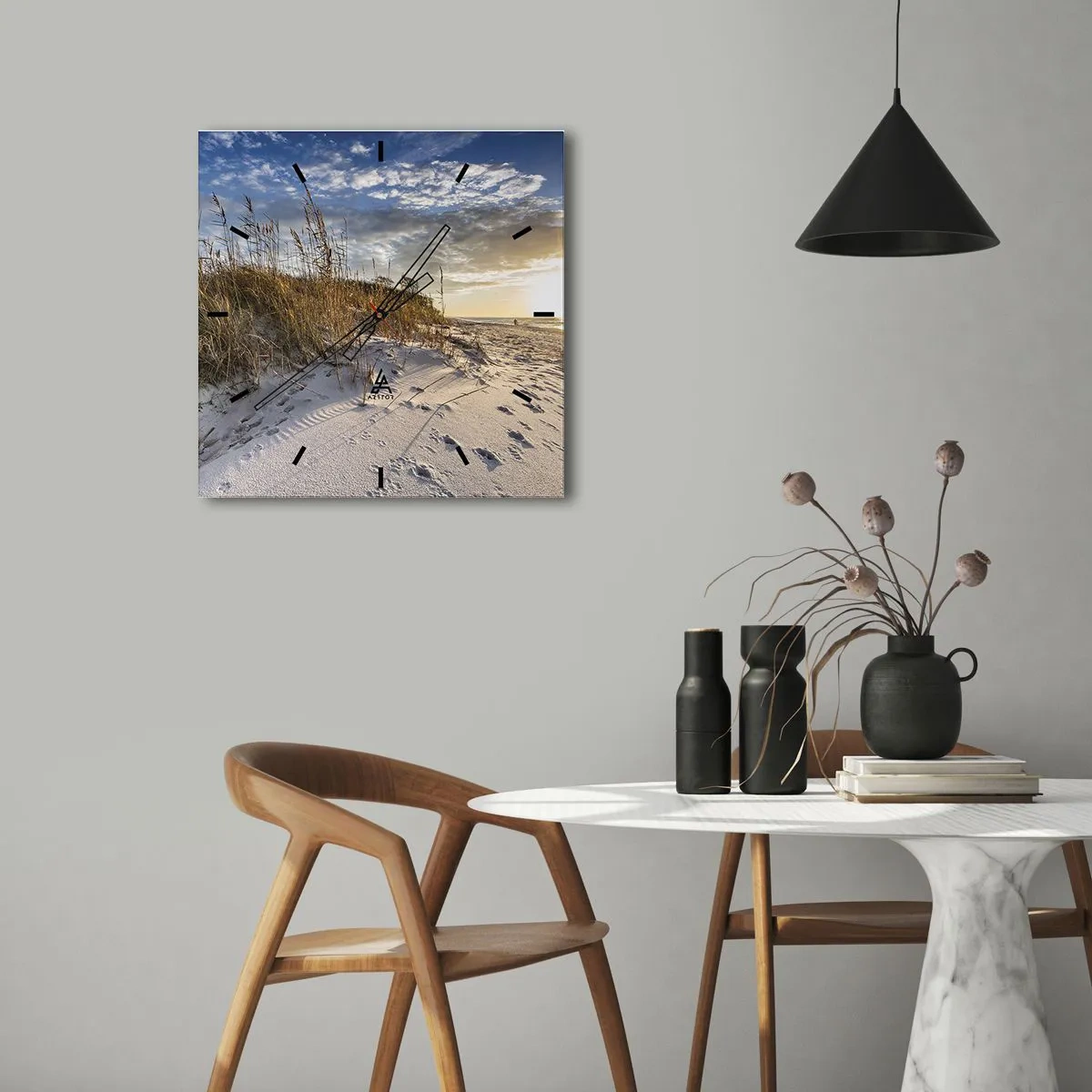 Wanduhr - Glasuhr - Einladung zu einem Spaziergang - 30x30 cm