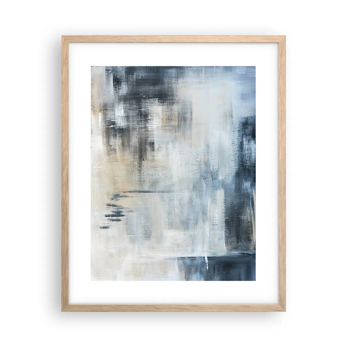 Poster in einem Rahmen aus heller Eiche - Hinter dem blauen Vorhang - 40x50 cm