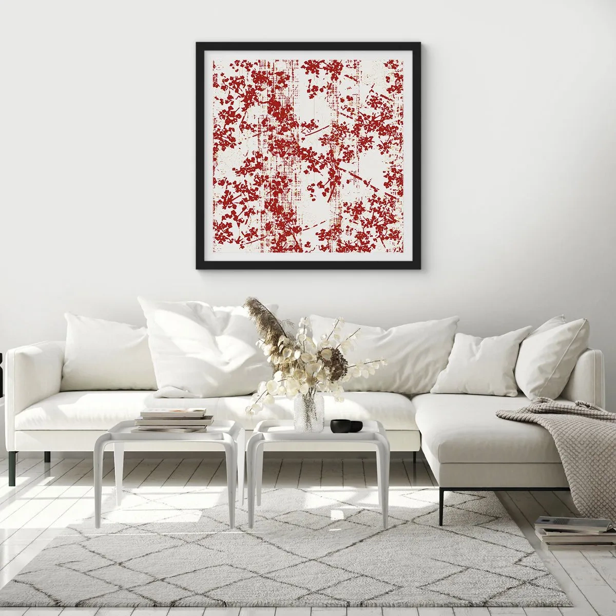 Poster in einem schwarzem Rahmen - Wie alter Perkal - 60x60 cm