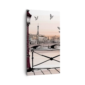 Bild auf Leinwand - Leinwandbild - Über den Dächern von Paris - 45x80 cm