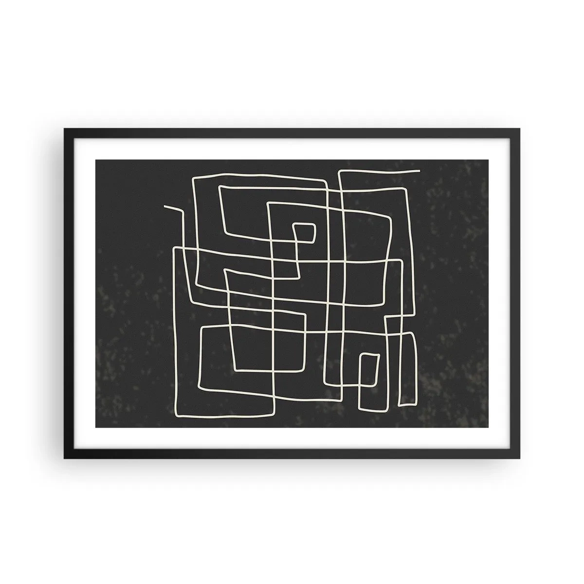 Poster in einem schwarzem Rahmen - Abstraktes geometrisches Muster auf dunklem Hintergrund - 70x50cm - Nicht so einfach - Moderne Wanddekoration für Wohnzimmer und Schlafzimmer ARTTOR