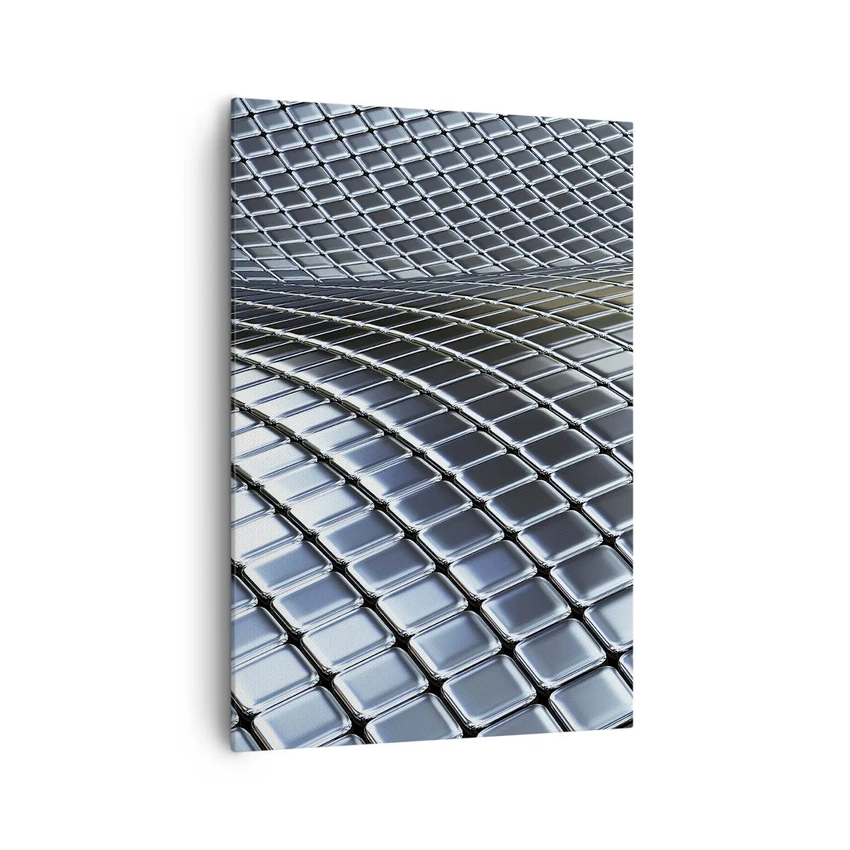 Bild auf Leinwand - Leinwandbild - Moderne Struktur aus metallischen Quadraten - 70x100cm - Metallische silberne Welle - Moderne Wanddekoration für Wohnzimmer und Schlafzimmer ARTTOR