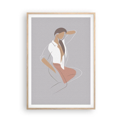Poster in einem Rahmen aus heller Eiche - Umriss der Anmut - 70x100 cm
